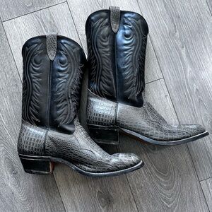 Tony Lama Black and Gray Western Boots